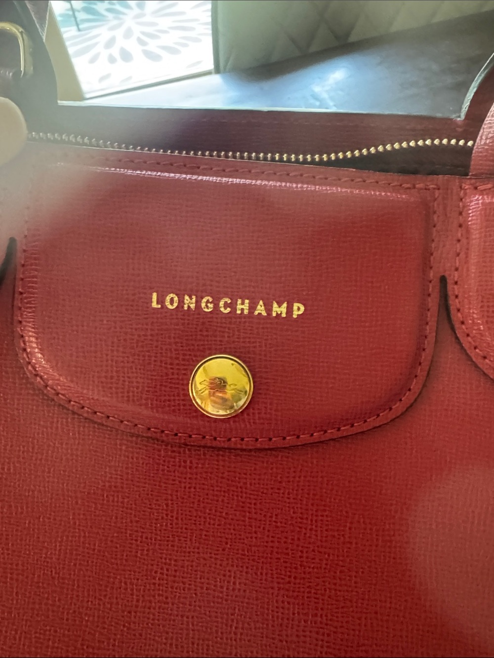 Longchamp Red Leather Satchel Tote with Detachable Strap - Picture 2 of 10